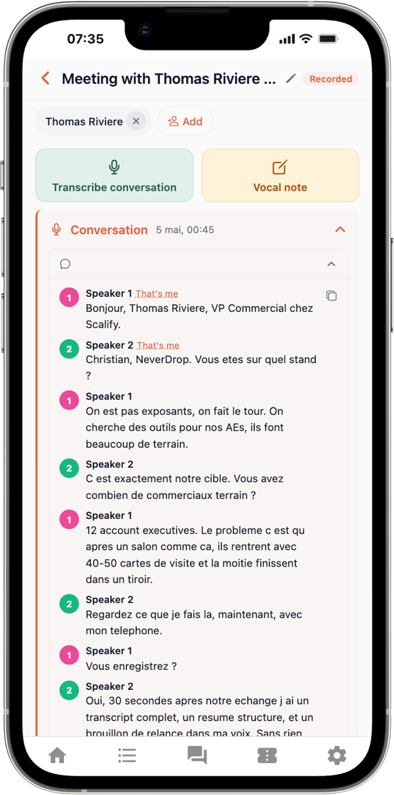 NeverDrop — transcript conversation Thomas Riviere